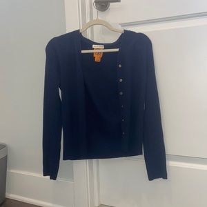 Blue cashmere sweater Tory Burch button down
